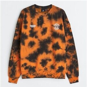 H&M Stranger Things Hawkins‎ High School 1986 tie dyed orange Sweatshirt Size S